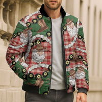 Cowboy Hawaii Mele Kalikimaka Bomber Puffer Jacket Paniolo Kukui Nut Pikake Lei Red Version - Polynesian Pride