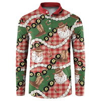 Cowboy Hawaii Mele Kalikimaka Button Sweatshirt Paniolo Kukui Nut Pikake Lei Red Version - Polynesian Pride