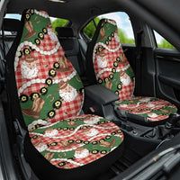 Cowboy Hawaii Mele Kalikimaka Car Seat Cover Paniolo Kukui Nut Pikake Lei Red Version - Polynesian Pride