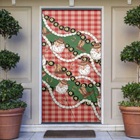 Cowboy Hawaii Mele Kalikimaka Door Cover Paniolo Kukui Nut Pikake Lei Red Version - Polynesian Pride