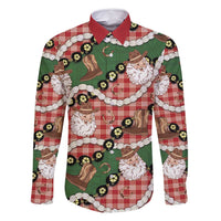 Cowboy Hawaii Mele Kalikimaka Family Matching Long Sleeve Bodycon Dress and Hawaiian Shirt Paniolo Kukui Nut Pikake Lei Red Version - Polynesian Pride