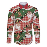 Cowboy Hawaii Mele Kalikimaka Family Matching Off The Shoulder Long Sleeve Dress and Hawaiian Shirt Paniolo Kukui Nut Pikake Lei Red Version - Polynesian Pride