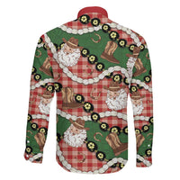 Cowboy Hawaii Mele Kalikimaka Family Matching Off The Shoulder Long Sleeve Dress and Hawaiian Shirt Paniolo Kukui Nut Pikake Lei Red Version LT14 - Polynesian Pride