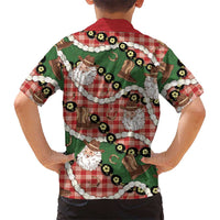 Cowboy Hawaii Mele Kalikimaka Family Matching Short Sleeve Bodycon Dress and Hawaiian Shirt Paniolo Kukui Nut Pikake Lei Red Version - Polynesian Pride