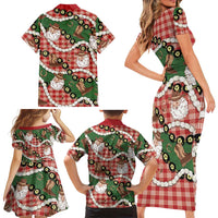 Cowboy Hawaii Mele Kalikimaka Family Matching Short Sleeve Bodycon Dress and Hawaiian Shirt Paniolo Kukui Nut Pikake Lei Red Version - Polynesian Pride
