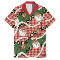 Cowboy Hawaii Mele Kalikimaka Family Matching Short Sleeve Bodycon Dress and Hawaiian Shirt Paniolo Kukui Nut Pikake Lei Red Version - Polynesian Pride