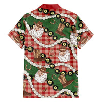 Cowboy Hawaii Mele Kalikimaka Family Matching Short Sleeve Bodycon Dress and Hawaiian Shirt Paniolo Kukui Nut Pikake Lei Red Version - Polynesian Pride