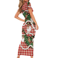 Cowboy Hawaii Mele Kalikimaka Family Matching Short Sleeve Bodycon Dress and Hawaiian Shirt Paniolo Kukui Nut Pikake Lei Red Version - Polynesian Pride