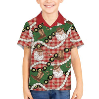 Cowboy Hawaii Mele Kalikimaka Family Matching Short Sleeve Bodycon Dress and Hawaiian Shirt Paniolo Kukui Nut Pikake Lei Red Version - Polynesian Pride