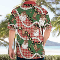 Cowboy Hawaii Mele Kalikimaka Hawaiian Shirt Paniolo Kukui Nut Pikake Lei Red Version - Polynesian Pride