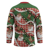 Cowboy Hawaii Mele Kalikimaka Hockey Jersey Paniolo Kukui Nut Pikake Lei Red Version - Polynesian Pride