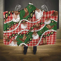 Cowboy Hawaii Mele Kalikimaka Hooded Blanket Paniolo Kukui Nut Pikake Lei Red Version - Polynesian Pride