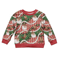 Cowboy Hawaii Mele Kalikimaka Kid Ugly Christmas Sweater Paniolo Kukui Nut Pikake Lei Red Version - Polynesian Pride