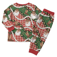 Cowboy Hawaii Mele Kalikimaka Christmas Pajama Set Paniolo Kukui Nut Pikake Lei Red Version - Polynesian Pride