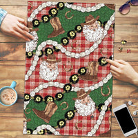 Cowboy Hawaii Mele Kalikimaka Puzzle Paniolo Kukui Nut Pikake Lei Red Version - Polynesian Pride