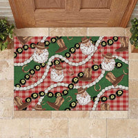 Cowboy Hawaii Mele Kalikimaka Rubber Doormat Paniolo Kukui Nut Pikake Lei Red Version - Polynesian Pride