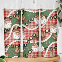 Cowboy Hawaii Mele Kalikimaka Skinny Tumbler Paniolo Kukui Nut Pikake Lei Red Version - Polynesian Pride