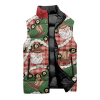 Cowboy Hawaii Mele Kalikimaka Sleeveless Puffer Jacket Paniolo Kukui Nut Pikake Lei Red Version - Polynesian Pride