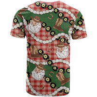 Cowboy Hawaii Mele Kalikimaka T Shirt Paniolo Kukui Nut Pikake Lei Red Version LT14 - Polynesian Pride