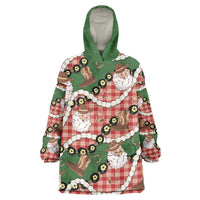 Cowboy Hawaii Mele Kalikimaka Wearable Blanket Hoodie Paniolo Kukui Nut Pikake Lei Red Version - Polynesian Pride