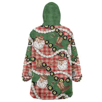 Cowboy Hawaii Mele Kalikimaka Wearable Blanket Hoodie Paniolo Kukui Nut Pikake Lei Red Version - Polynesian Pride