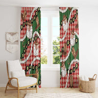 Cowboy Hawaii Mele Kalikimaka Window Curtain Paniolo Kukui Nut Pikake Lei Red Version - Polynesian Pride