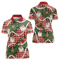 Cowboy Hawaii Mele Kalikimaka Women Polo Shirt Paniolo Kukui Nut Pikake Lei Red Version LT14 - Polynesian Pride