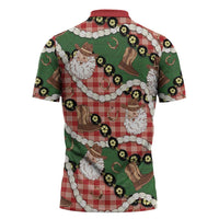 Cowboy Hawaii Mele Kalikimaka Zipper Polo Shirt Paniolo Kukui Nut Pikake Lei Red Version - Polynesian Pride