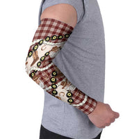 Cowboy Hawaii Mele Kalikimaka Arm Sleeves Paniolo Kukui Nut Pikake Lei Burgundy Version - Polynesian Pride