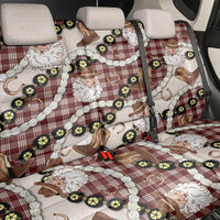 Cowboy Hawaii Mele Kalikimaka Back Car Seat Cover Paniolo Kukui Nut Pikake Lei Burgundy Version - Polynesian Pride