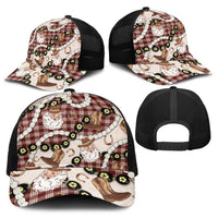 Cowboy Hawaii Mele Kalikimaka Baseball Net Cap Paniolo Kukui Nut Pikake Lei Burgundy Version - Polynesian Pride