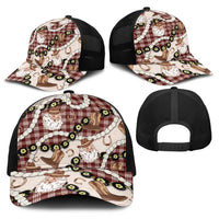 Cowboy Hawaii Mele Kalikimaka Baseball Net Cap Paniolo Kukui Nut Pikake Lei Burgundy Version - Polynesian Pride