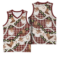 Cowboy Hawaii Mele Kalikimaka Basketball Jersey Paniolo Kukui Nut Pikake Lei Burgundy Version - Polynesian Pride