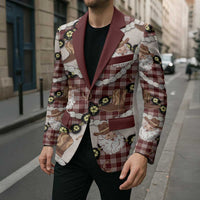 Cowboy Hawaii Mele Kalikimaka Blazer Paniolo Kukui Nut Pikake Lei Burgundy Version - Polynesian Pride