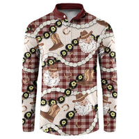 Cowboy Hawaii Mele Kalikimaka Button Sweatshirt Paniolo Kukui Nut Pikake Lei Burgundy Version - Polynesian Pride