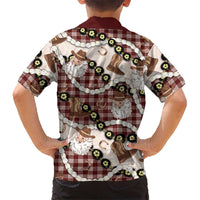 Cowboy Hawaii Mele Kalikimaka Family Matching Mermaid Dress and Hawaiian Shirt Paniolo Kukui Nut Pikake Lei Burgundy Version LT14 - Polynesian Pride