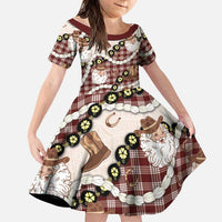 Cowboy Hawaii Mele Kalikimaka Family Matching Mermaid Dress and Hawaiian Shirt Paniolo Kukui Nut Pikake Lei Burgundy Version LT14 Daughter's Dress Burgundy - Polynesian Pride