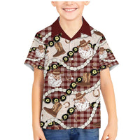 Cowboy Hawaii Mele Kalikimaka Family Matching Mermaid Dress and Hawaiian Shirt Paniolo Kukui Nut Pikake Lei Burgundy Version - Polynesian Pride