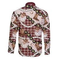 Cowboy Hawaii Mele Kalikimaka Family Matching Off Shoulder Short Dress and Hawaiian Shirt Paniolo Kukui Nut Pikake Lei Burgundy Version - Polynesian Pride