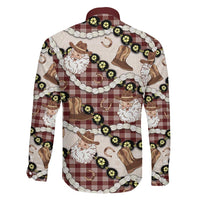 Cowboy Hawaii Mele Kalikimaka Family Matching Short Sleeve Bodycon Dress and Hawaiian Shirt Paniolo Kukui Nut Pikake Lei Burgundy Version LT14 - Polynesian Pride