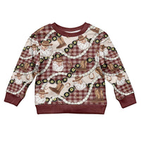 Cowboy Hawaii Mele Kalikimaka Kid Ugly Christmas Sweater Paniolo Kukui Nut Pikake Lei Burgundy Version - Polynesian Pride