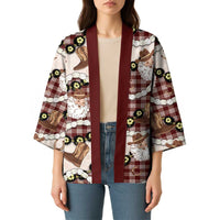 Cowboy Hawaii Mele Kalikimaka Kimono Paniolo Kukui Nut Pikake Lei Burgundy Version - Polynesian Pride