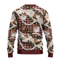 Cowboy Hawaii Mele Kalikimaka Ugly Christmas Sweater Paniolo Kukui Nut Pikake Lei Burgundy Version - Polynesian Pride
