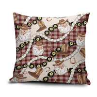 Cowboy Hawaii Mele Kalikimaka Pillow Cover Paniolo Kukui Nut Pikake Lei Burgundy Version - Polynesian Pride
