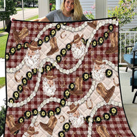 Cowboy Hawaii Mele Kalikimaka Quilt Paniolo Kukui Nut Pikake Lei Burgundy Version - Polynesian Pride