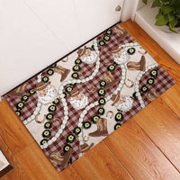 Cowboy Hawaii Mele Kalikimaka Rubber Doormat Paniolo Kukui Nut Pikake Lei Burgundy Version - Polynesian Pride