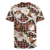 Cowboy Hawaii Mele Kalikimaka Rugby Jersey Paniolo Kukui Nut Pikake Lei Burgundy Version - Polynesian Pride