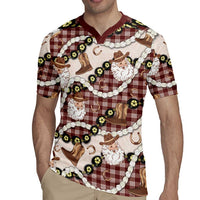 Cowboy Hawaii Mele Kalikimaka Rugby Jersey Paniolo Kukui Nut Pikake Lei Burgundy Version - Polynesian Pride