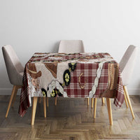 Cowboy Hawaii Mele Kalikimaka Tablecloth Paniolo Kukui Nut Pikake Lei Burgundy Version - Polynesian Pride