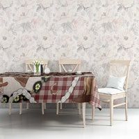 Cowboy Hawaii Mele Kalikimaka Tablecloth Paniolo Kukui Nut Pikake Lei Burgundy Version - Polynesian Pride